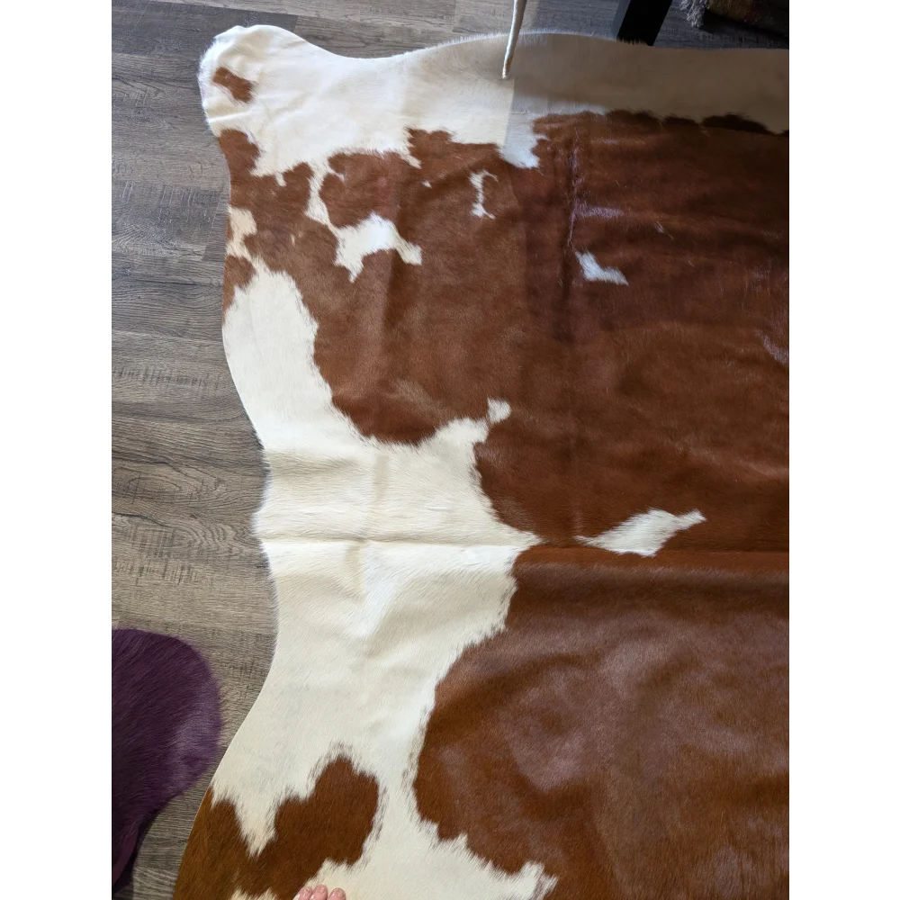 BrnWht226 92’’ x 79’’ Spectacular Extra Large Cowhide Rug - rug