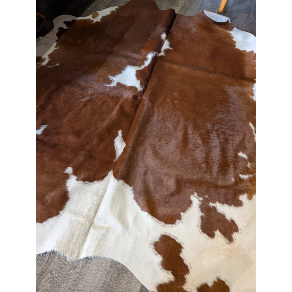 BrnWht226 92’’ x 79’’ Spectacular Extra Large Cowhide Rug - rug